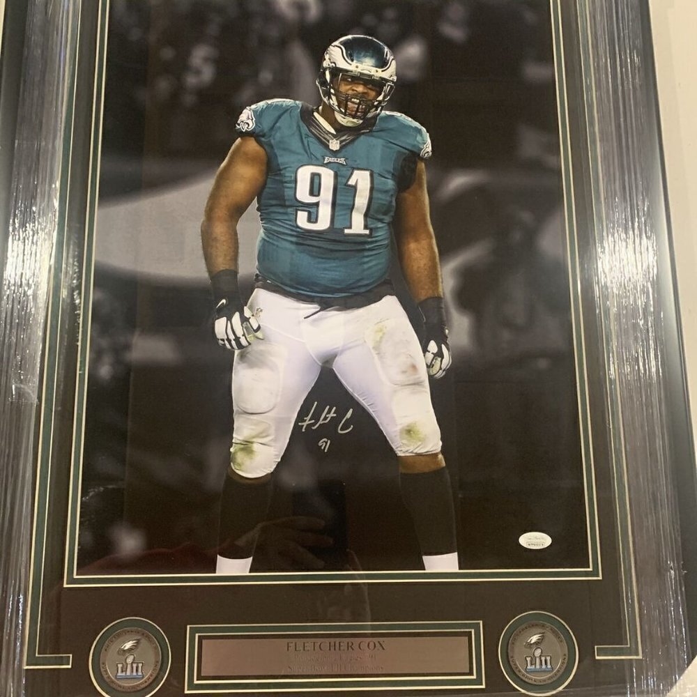 Fletcher Cox Autograph Signed Philadelphia Eagles 16x20 Photo Framed JSA